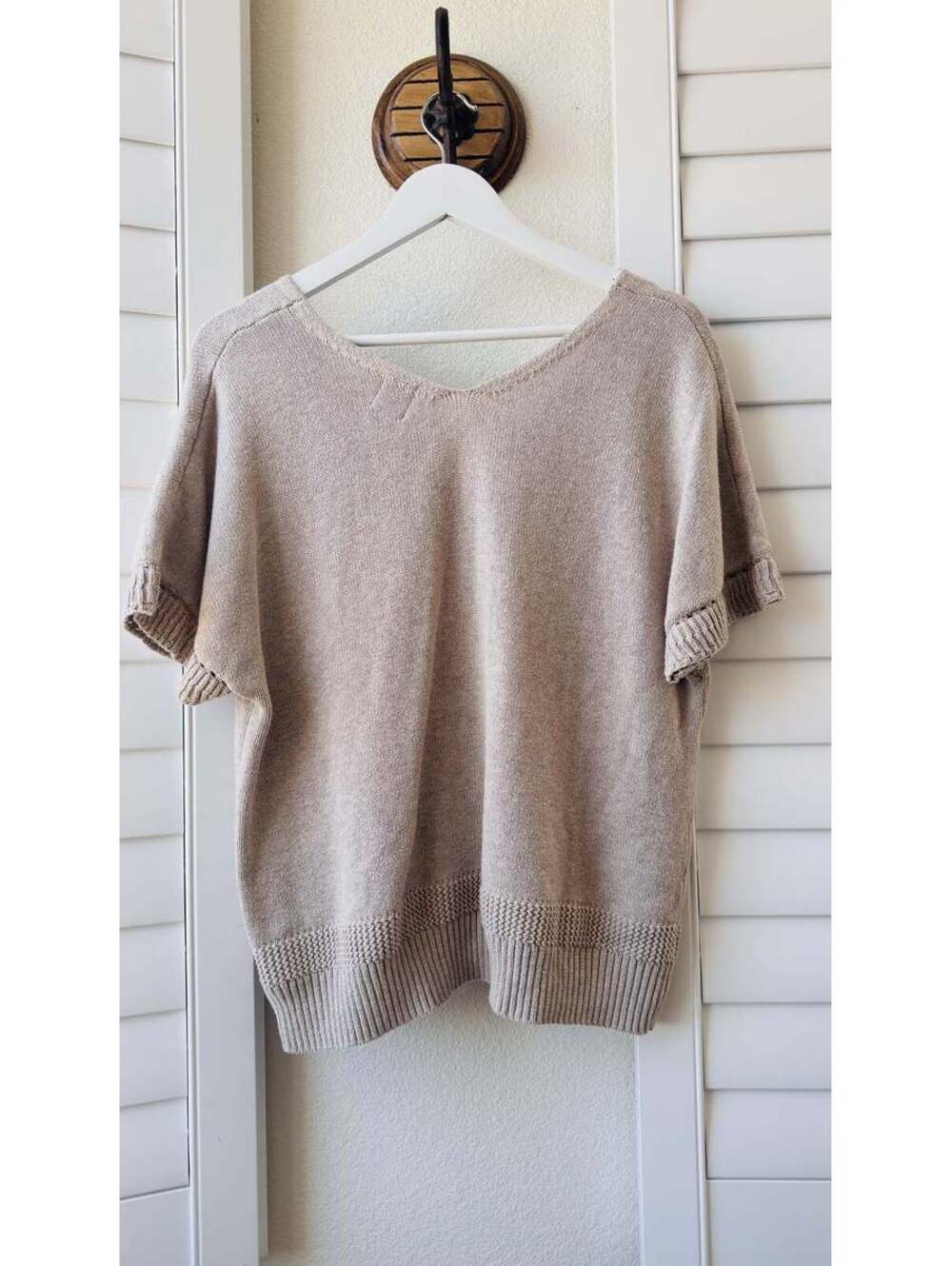Joie V-Neck Short Sleeve Cotton Knit Sweater Top Size L - Picture 7 of 9